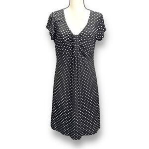 Ronni Nicole Women's Polka Dots Front Tie Short Sleeve Mini  Dress Black Size 10